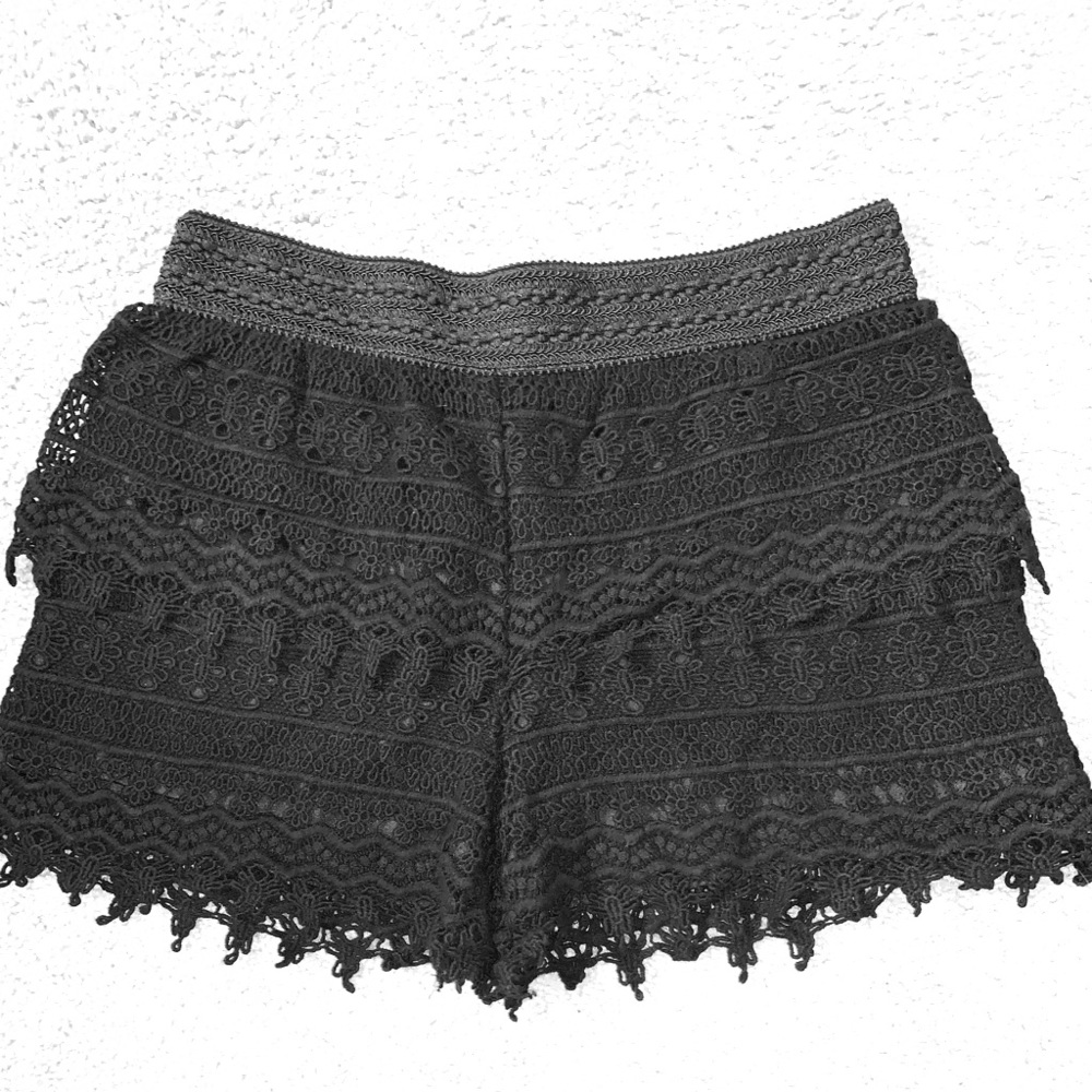 Black lace detail shorts